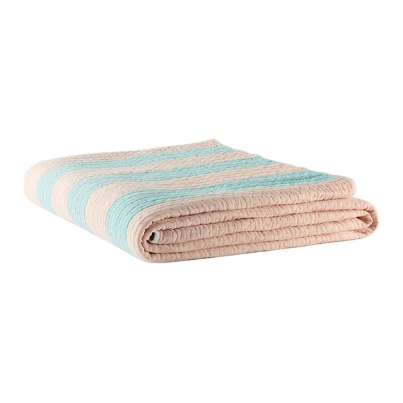 Dusen Dusen cool stripe gauzy cotton coverlet quilt throw blanket duvet stripes - Picture 7 of 13